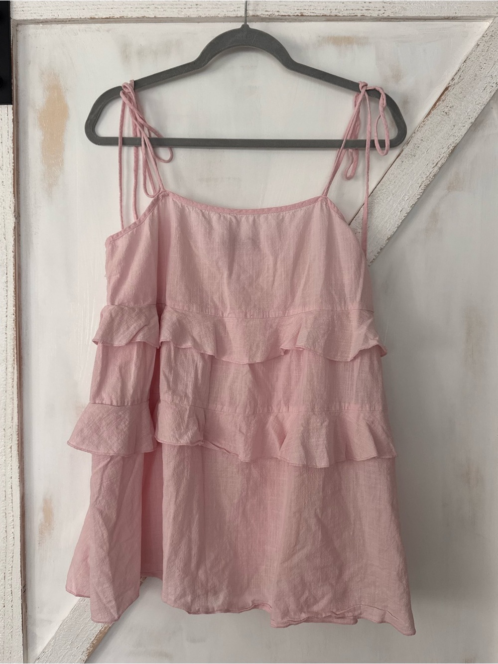 Edikted Pink Tiered Ruffle Spaghetti Strap Short Dress or Long Top
